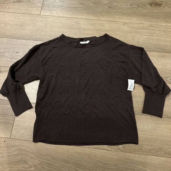 Terra & Sky Woman's Boat Neck Sweater Brown Plus‎ Size 0X(14W) NEW - Picture 1 of 7